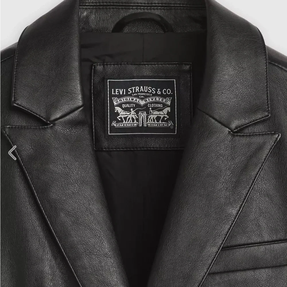 Levi’s Faux leather single breasted blazer with button closure and center Sz XXL - Picture 6 of 6